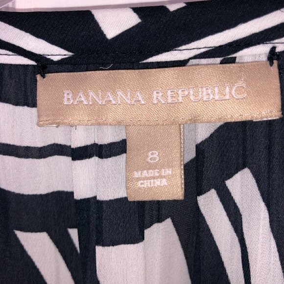 Banana Republic Belted Shirt Dress Dark Blue & White Women's Size 8 - Picture 8 of 13